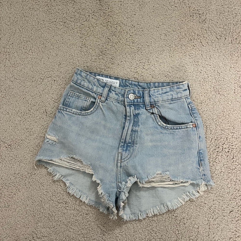 zara denim shorts